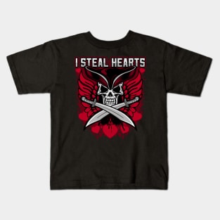 I Steal Hearts Valentines Day Pirate Kids T-Shirt